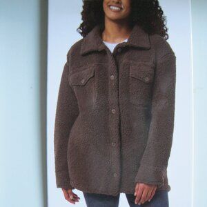 32 DEGREES Women's Cozy Fleece Shirt Jacket Oversized, Brown, XS/S , M/L, XL/XXL